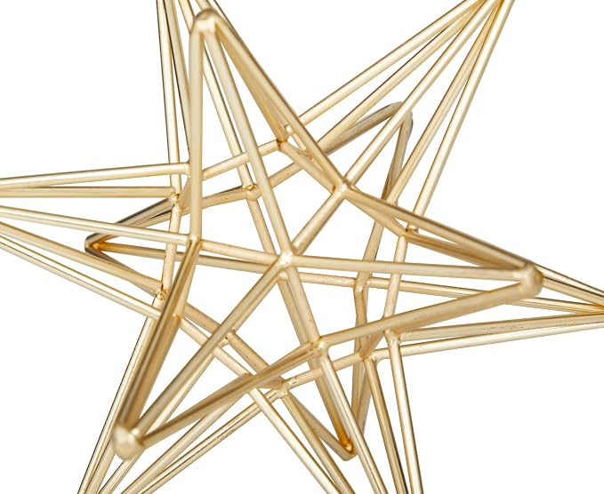CosmoLiving by Cosmopolitan Metal Star Decorative Sculpture Home Decor Statues, Set of 3 Accent Figurines 12", 9", 7"H, Gold