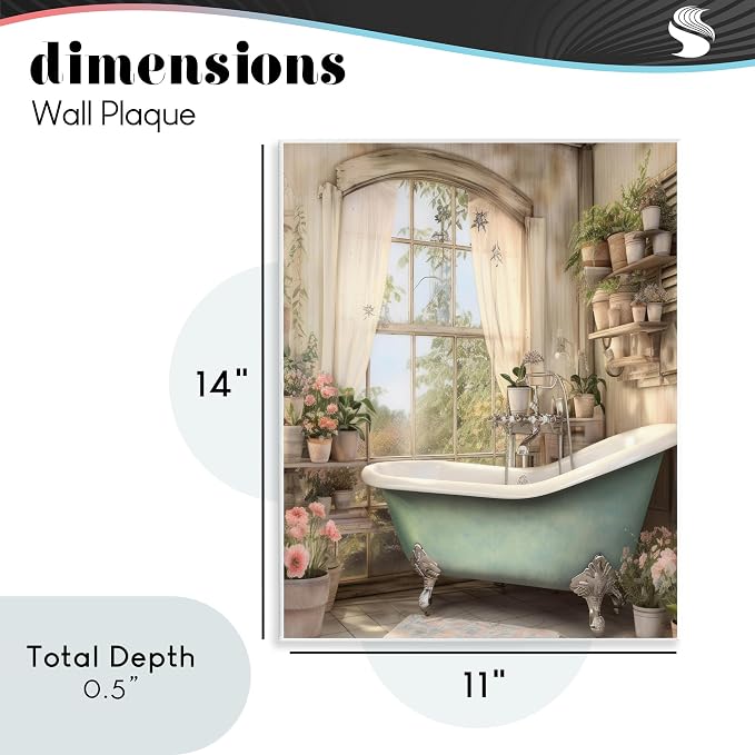 Bathroom Floral Filled Shelves, 11 x 14 Inch Mounted Print on Wall Plaque | Stupell Industries · By Lettered and Lined · Ready to hang once unboxed · Made in USA