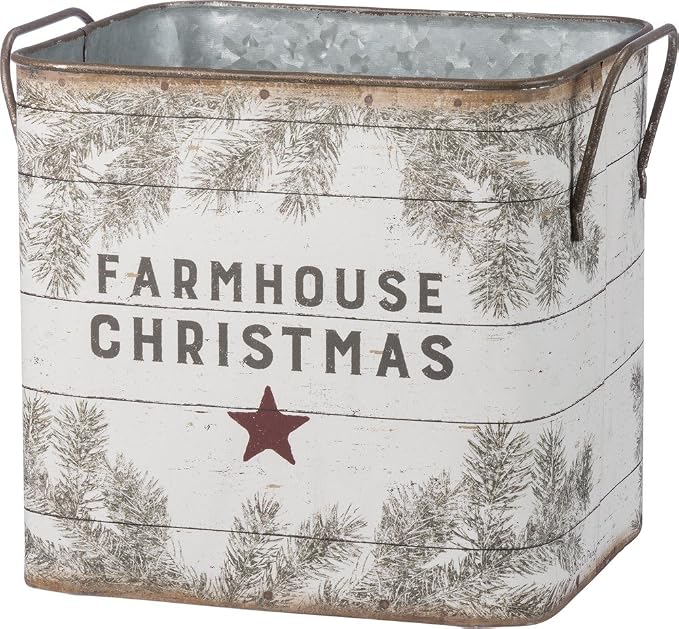 Primitives by Kathy 39896 Farmhouse Tin Buckets, Farm Fresh Christmas Trees
