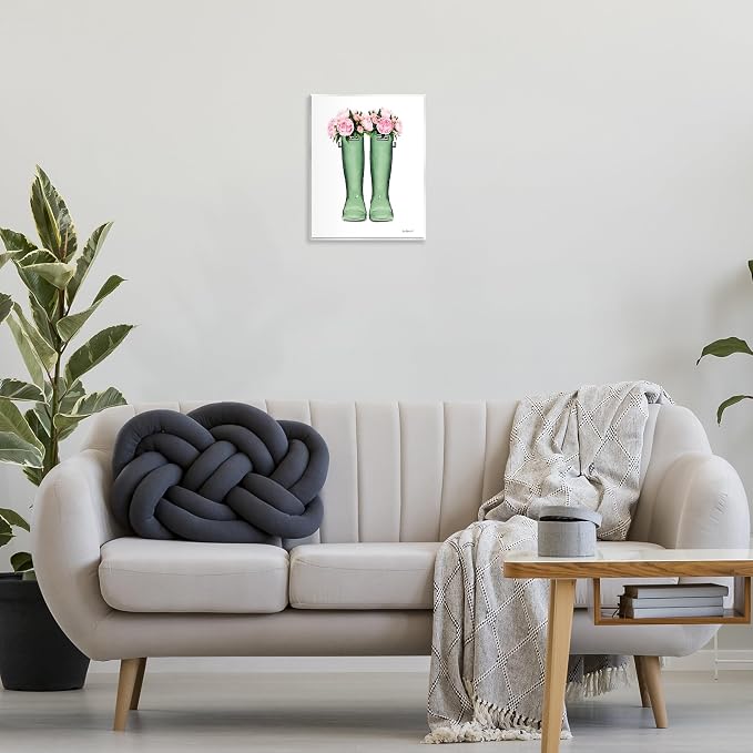 Stupell Industries 'Country Boots with Peonies'| Wall Plaque Art | Stupell Industries | 11 x 14 Inches, Easy to Hang and Sturdy, Made in USA, by Amanda Greenwood