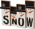 Glitzhome Wooden Christmas Table Holiday Decoration Tabletop Centerpiece, 11.7" L, Snowman Family, JK43757GH