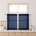 Chyhomenyc Navy Blue Sheer Curtains 30 Inch Length, Light Filtering Leaf Tufted by Chyhomenyc