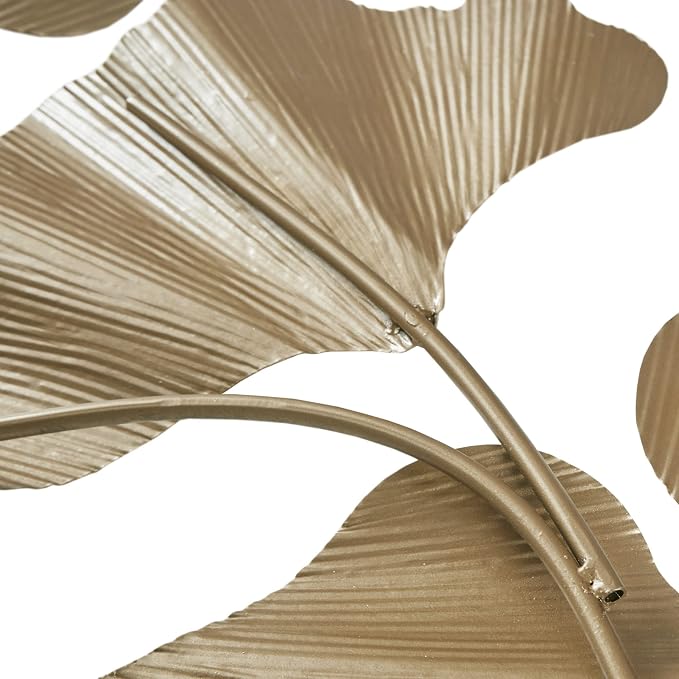 Madison Park Wall Art Living Room Décor Faye Metal Foil Ginkgo Leaf Large Home Accent Modern Inspired Dining, Bathroom Decoration Ready to Hang Ornament for Bedroom, 43"W x 23.5"H x 1.6"D, Gold