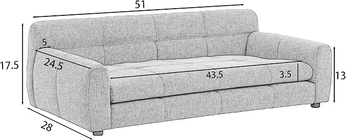 Dog Sofa Couch for Medium and Large Dogs, 51" Sofa for Dogs with Backrest and Armrest, Durable Pet Sofa with Soft Foam Cushion, Elevated Dog Couch Bed with Legs, Beige