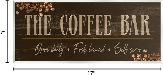 Stupell Industries 'Rustic Coffee Bar Sign'| Wall Plaque Art | Stupell Industries | 17 x 7 Inches, Easy to Hang and Sturdy, Made in USA, by Kim Allen