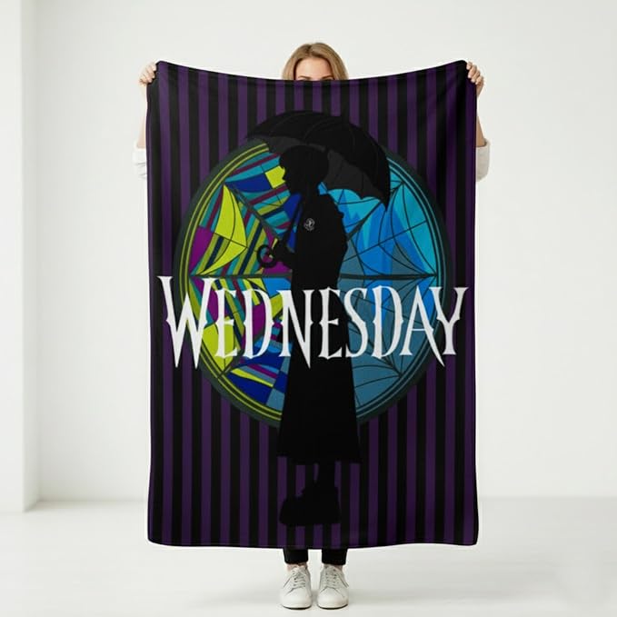 Silver Buffalo Wednesday Addams Family, Fleece Throw Blanket, 45x60in | Silhouette, Soft and Cozy, 180 GSM