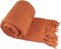Home Soft Things Throw Blanket Knitted Tweed Throw 50'' x 60'', Rust, Super Soft Cozy Warm Comfortable Breathable Throw for Living Room Chair Couch Bed Sofa Bedroom Home Décor