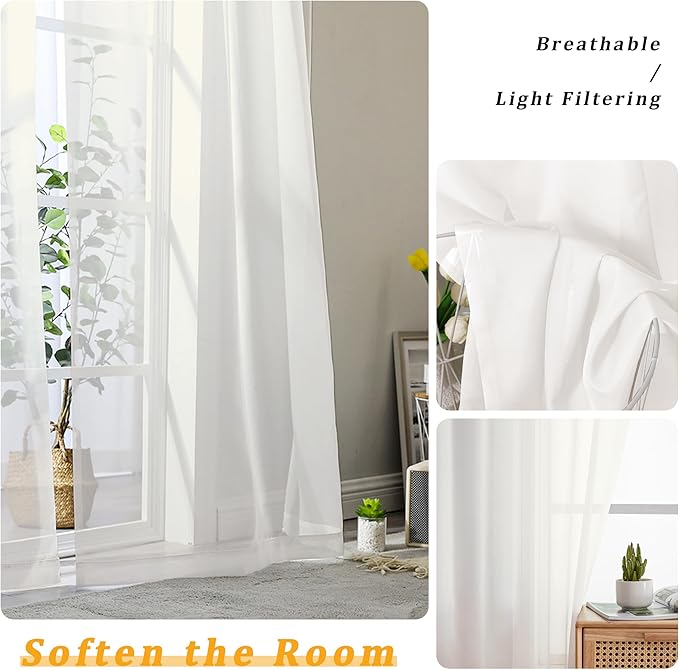 Gwine Ivory Valances for Windows, Small Light Filtering Rod Pocket Cafe Valance - Image 4