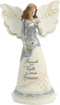 Elements Friend Angel Figurine by Pavilion, 8-Inch, Holding Butterfly, Inscription Friends are Gifts to Always Treasure,White