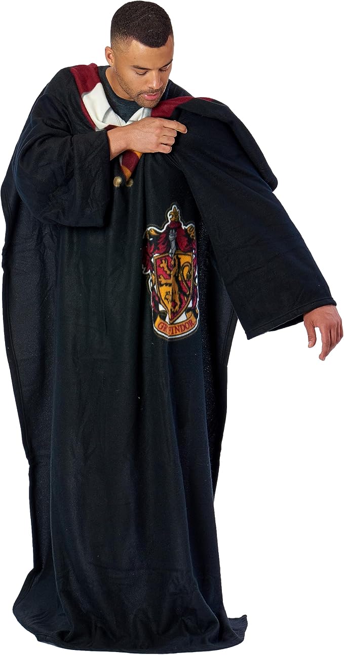 Northwest Harry Potter Comfy Throw Blanket with Sleeves, 48 x 71 Inches, Gryffindor Rules, Cozy Harry Potter House Uniform