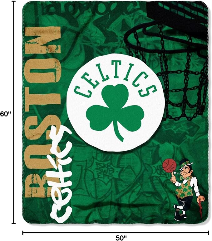 Northwest NBA Boston Celtics Unisex Fleece Throw Blanket, 50 x 60 Inches, Hard Knocks Design, Soft and Cozy Sports Fan Blanket