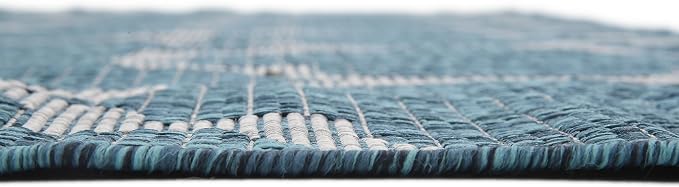 Unique Loom Outdoor Trellis Collection Area Rug (9' x 12' Rectangle, Teal/ Gray)