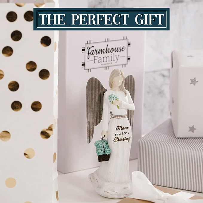 Pavilion - 7.5" Angel Figurine - Mom You are A Blessing - Simplistic Rustic Modern Farmhouse Statue