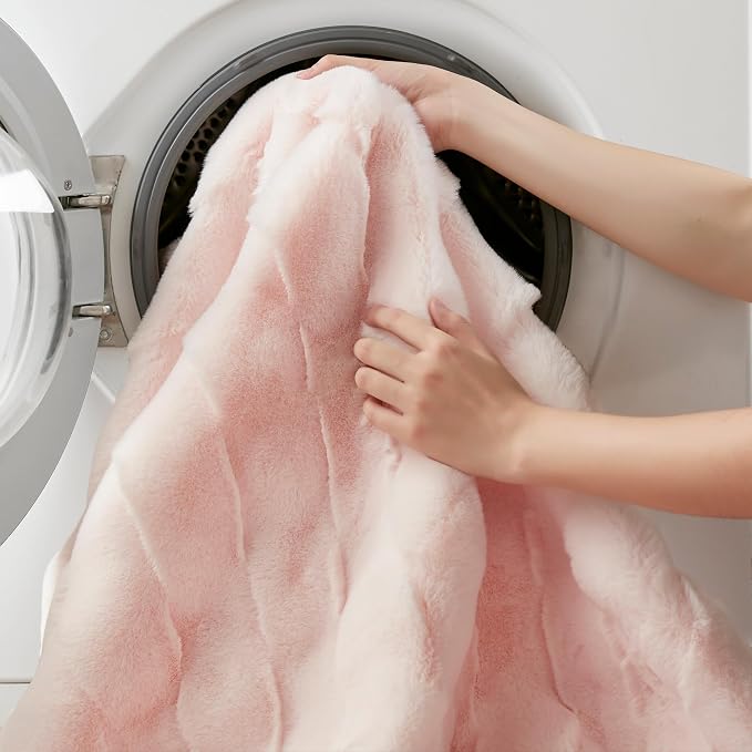 Madison Park Vivienne Faux Fur Throw Blanket Velvet, 50 x 60, Pink | All Season, Cozy Warmth for Sofa or Bed, Reversible, Lightweight, OEKO-TEX Certified