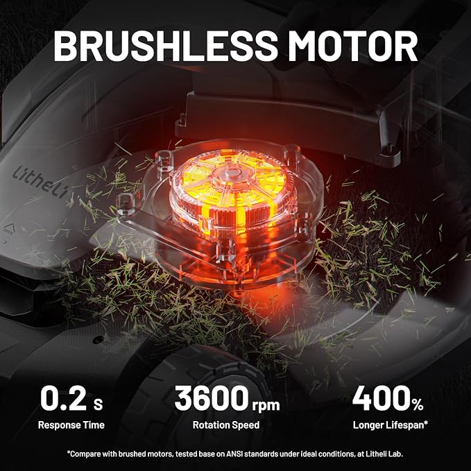 Litheli 40V Coreless Lawn Mower 18inch, Battery Powered with 6-Position Height Adjustment, 2x4.0Ah Battery Include