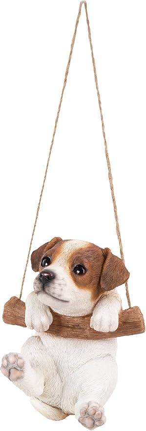 Hi-Line Gift Ltd, Hanging Pet Pals Jack Russell Terrier Puppy, 5-inch Height, Indoor Outdoor Statue Figurine