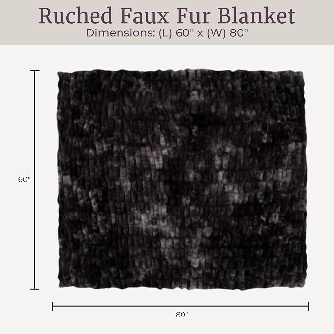 Lavish Home Jacquard Faux Fur Throw 60 x80 Black