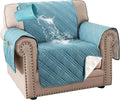H.VERSAILTEX 100% Waterproof Arm Chair Cover Modern Armchair Slipcover Thick and Soft Chair Protectors Covers for Pets (Chair, Smoke Blue/Beige)