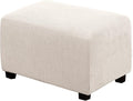 H.VERSAILTEX Ottoman Cover Slipcover Rectangle Fit Length 33"-38" Footrest Sofa Slipcovers Stool Cover Footstool Protector Covers Feature Stretch Thick Soft Jacquard Fabric Removable Washable - Ivory
