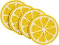 Mud Pie Yellow Lemon Beaded Fruit Coaster