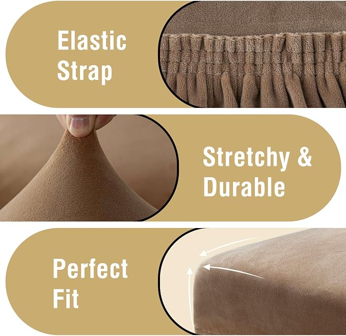 H.VERSAILTEX Velvet Dining Chair Covers Stretch Chair Covers for Dining Room Set of 4 Parson Chair Slipcovers Chair Protectors Covers Dining, Soft Thick Solid Velvet Fabric Washable, Camel