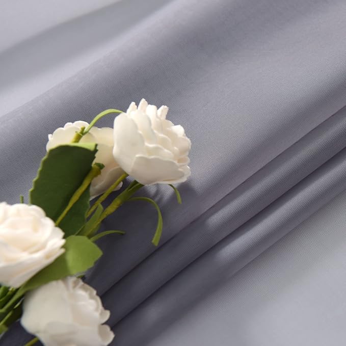 SpaceDresser Sheer Voile Window Treatment Rod Pocket Curtain Panels for Kitchen Bedroom Living Room Drapes Sunlight Filtering Privacy Semi Home Decor Assorted Colors Sizes (Grey, 52 W x 96 L)