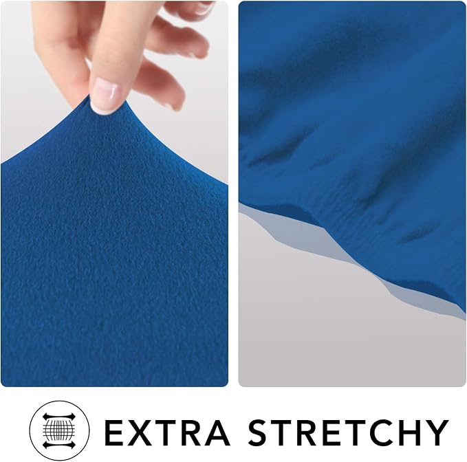 PureFit Stretc Recliner Chair Covers Fleece Soft Couch Covers for Sofa | Classic Blue 4-Pieces Recliner Slipcover Pocket Couch Protector, Fleece Sofa Cover Washable with Non Slip Elastic Bottom