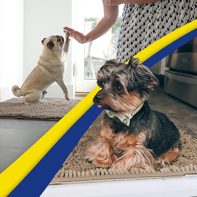 Muddy Mat® | Super Water Absorbent Door Mat Indoor, Microfiber Quick Dry Chenille Entryway Rug, Slip Resistant Front Door Mat, Indoor Mats for Entryway, Machine Washable Pet Rug, Taupe 18" x 28"