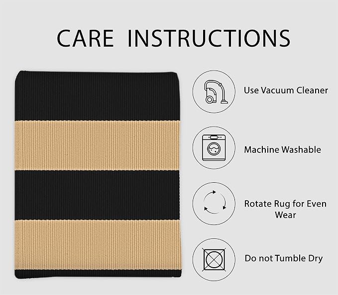 IOHOUZE Black Tan Rug 3x5 Ft Front Door Mats Outdoor, Washable Rug for Front Porch Decor, Spring Summer Welcome Mats Outdoor Indoor, Doormat for Farmhouse/Entryway/Home Entrance
