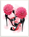 Stupell Industries Pink High Heel Glam Fashion Flower Painting Wall Plaque, Multi-Color