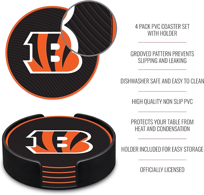 Rico Industries NFL Football Classic Favorites: PVC Coaster Set (4-Pack)