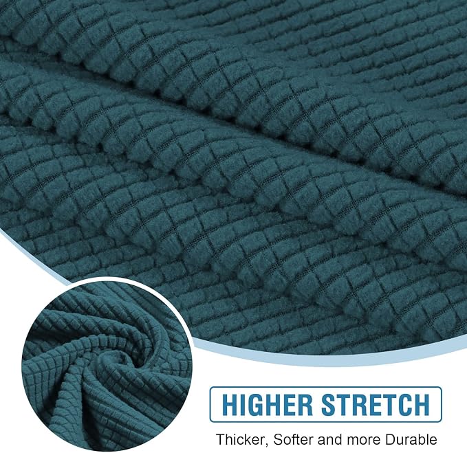 H.VERSAILTEX Sectional Couch Covers 4 Pieces Sofa Seat Cushion Covers L Shape Separate Cushion Couch Chaise Cover for Both Left/Right Sectional Couch (Seat Only: 1 Chaise + 3 Sofa, Deep Teal)