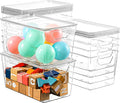 Freebat 12 Pack clear storage bins with lids, Middle pantry organizer bins | stackable Plastic Storage Containers, pantry Organization for Office, Bedroom, cabinet, Fridge,Kitchen Organization