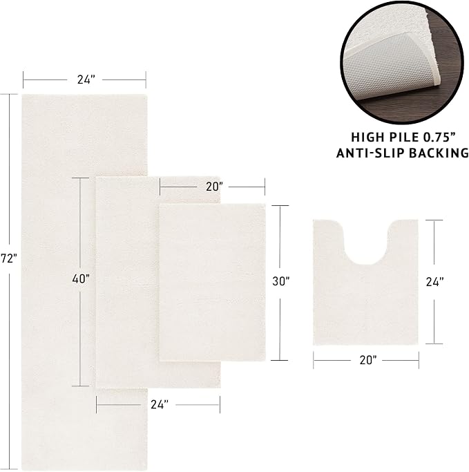 Madison Park Marshmallow Super Soft & Absorbent Bath Rug, 20 x 30, Cream | Non slip Backing, Spa Quality Luxurious Plush Bath Mat for Bathroom, Quick Dry, OEKO TEX