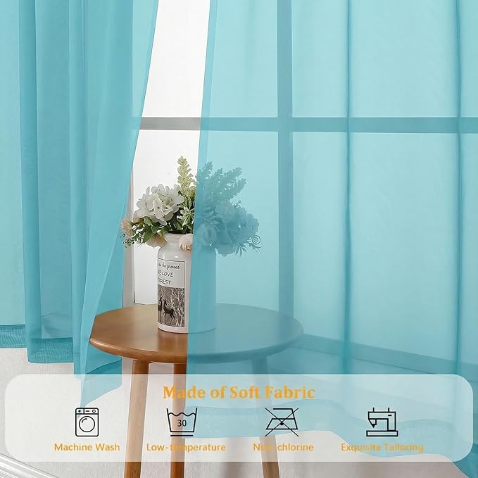 Gwine Sheer Curtains for Bedroom 54 inches Long - Image 7