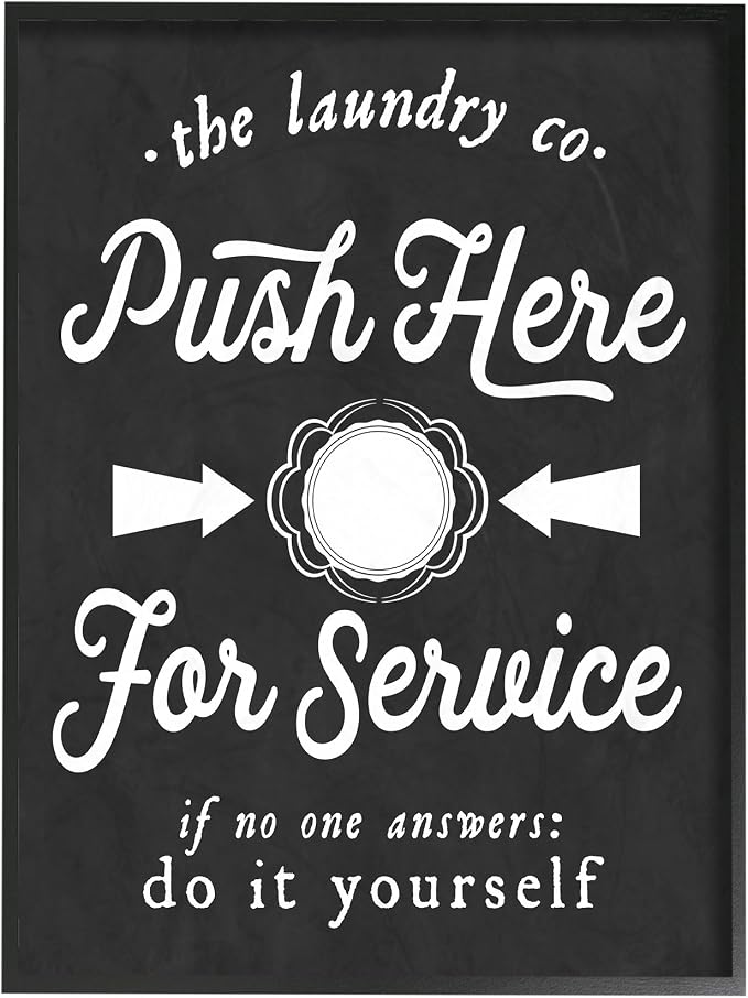 Stupell Industries Push Here For Service Humor Laundry Oversized Framed Giclee Texturized Art