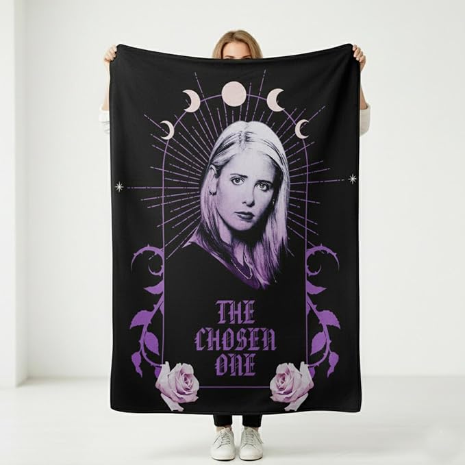 Silver Buffalo Buffy the Vampire Slayer Moon, Fleece Throw Blanket, 45x60in | The Chosen One, Phases, Soft and Cozy, 180 GSM