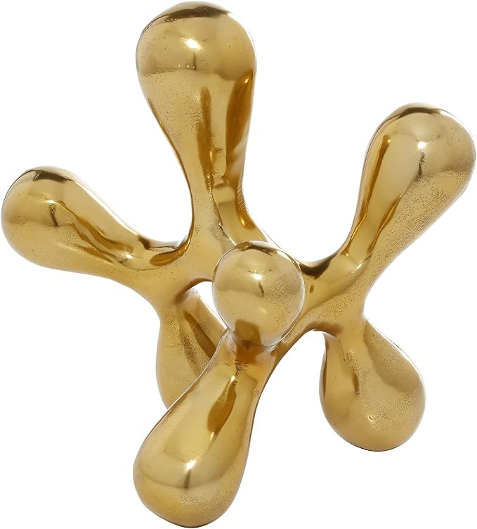 CosmoLiving by Cosmopolitan Aluminum Metal Abstract Decorative Sculpture Home Decor Statue, Accent Figurine 11" x 11" x 12", Gold
