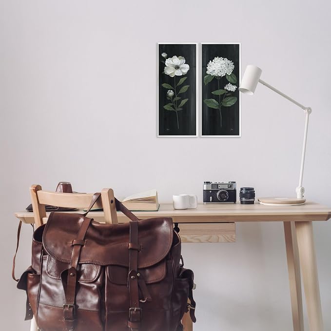 Delicate White Flower, 7 x 17 Inch Mounted Print on Wall Plaque Set | Stupell Industries · By Nan · Ready to hang · Hand finished · Made in USA
