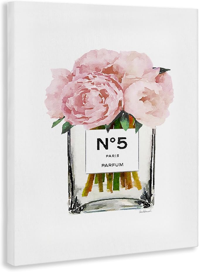 Stupell Industries 'Fashion Designer Flower Bottle Pink Watercolor ', Canvas Art, 30 x 40 Inches, Easy to Hang and Sturdy, Made in USA, by Amanda Greenwood