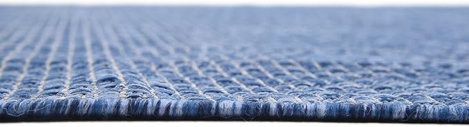 Unique Loom Collection Casual Transitional Solid Heathered Indoor/Outdoor Flatweave Area Rug (7' 1" x 10' Rectangle, Blue/Navy Blue)