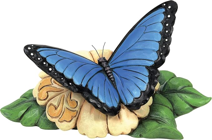 Enesco Jim Shore Heartwood Creek Mini Blue Morpho Butterfly Figurine- Stone Resin Hand Painted Crafted Collectible Decorative Animal Mini Figurines Home Decor Statue, 3 Inch