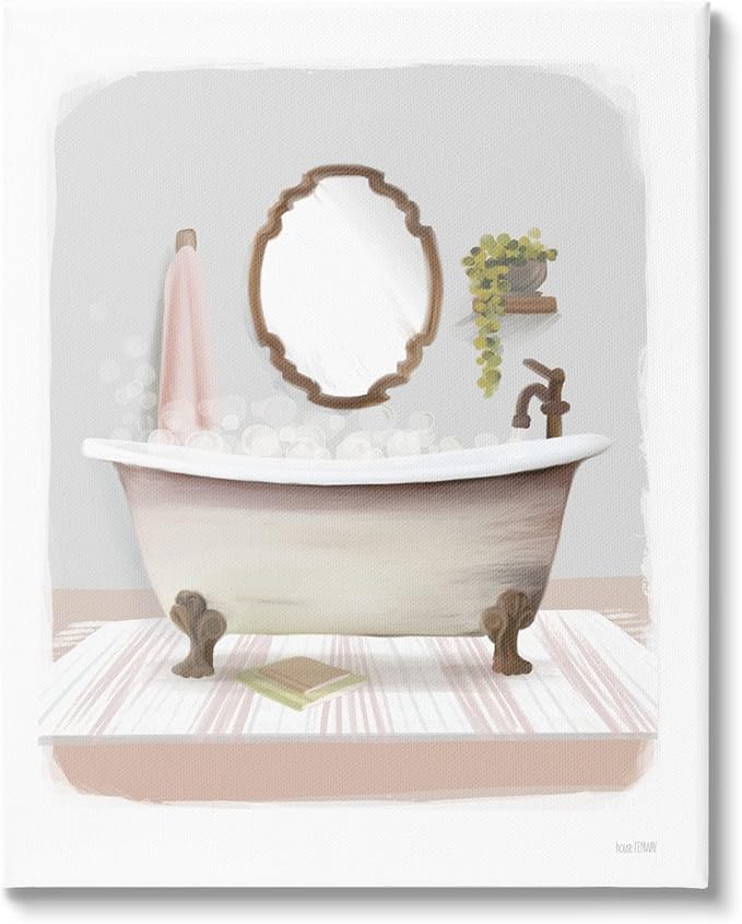 Stupell Industries Bubble Bath Tub Bathroom, 36 x 48 Inch Canvas Wall Art | Stupell Industries · By House Fenway · Ready to hang · Perfect for bathroom decor · Made in USA