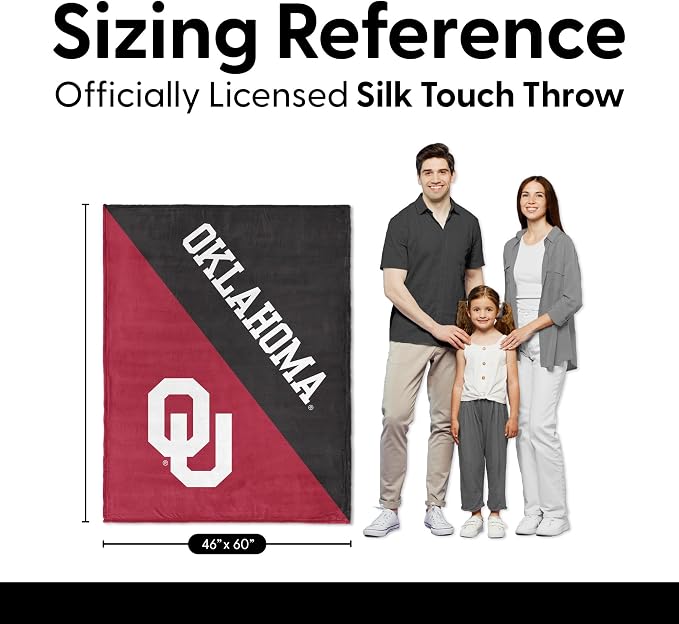 Northwest NCAA Silk Touch Throw Blanket, Ultra Soft Plush Polyester, Lightweight Warm Decorative Fan Gift, 46 x 60 in