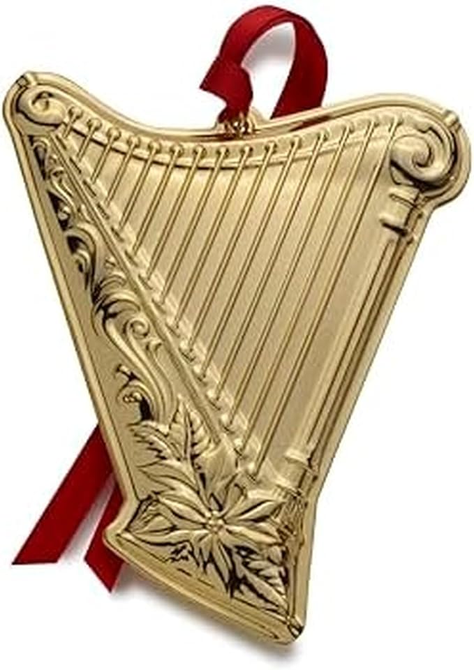 Wallace Gold-Plated Harp Instrument Ornament 3rd Edition - Annual Collectible Holiday Tree Decoration, Handcrafted in USA, Comes in Gift Box with Velvet Pouch and Ribbon