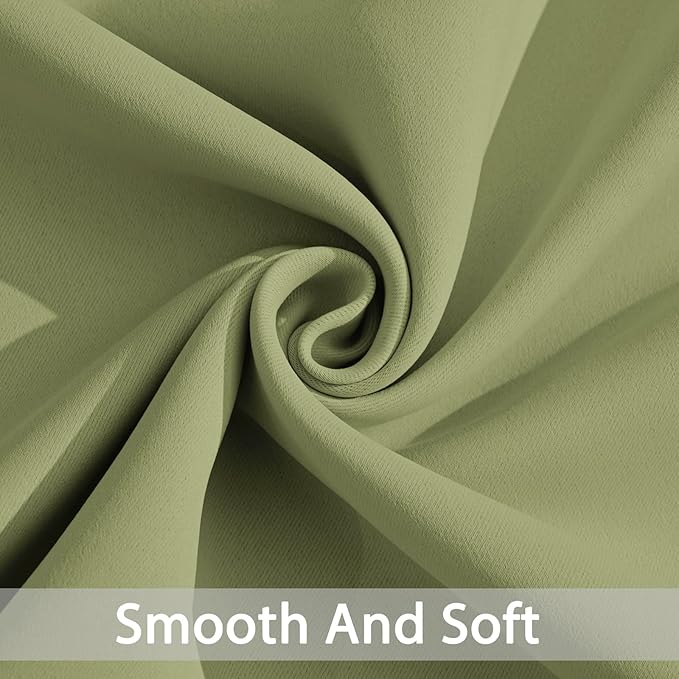 Yakamok 84 Inch Length Blackout Curtains for Bedroom, Light Blocking Drapes Room Darkening Thermal Insulated Solid Grommet Panels for Living Room, (70Wx84L, Sage Green, 2 Panels)