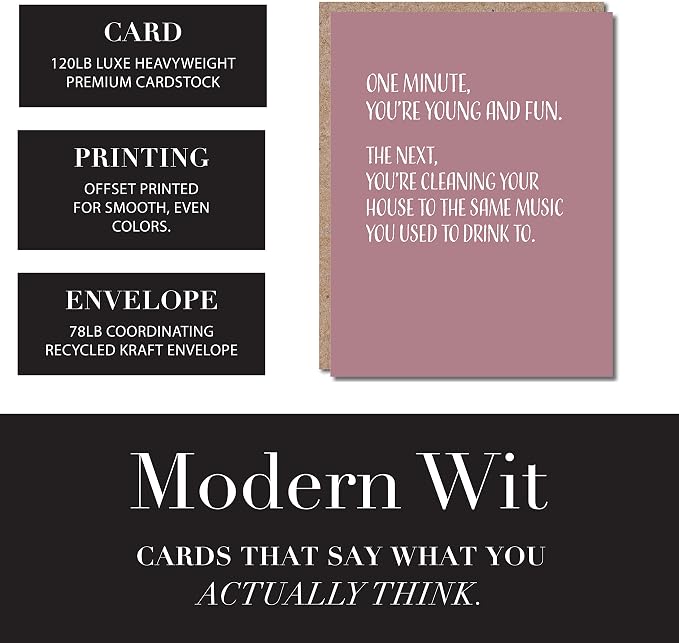 Funny Birthday Cards For Women, Funny Birthday Cards For Men, Happy Birthday Card For Him Or Her, Single 4.25 X 5.5 Greeting Card With Envelope, Blank Inside, You're Cleaning The House