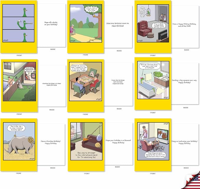 NobleWorks 36 Witty Boxed Card Funny Birthday Cards Style Assorted Whyatt Thoughtful Wishes Bulk Box Set Whyatt's Thoughtful Wishes for Men and Women AC9378BDG-B1x36