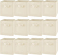 Yinder 12 Pcs Cube Storage Bin Beige 10.5''x10.5''x11'' Storage Bins for Playroom Decor Colorful Bins for Kids Foldable Baskets for Nursery Organizer Boxes Fabric Boxes