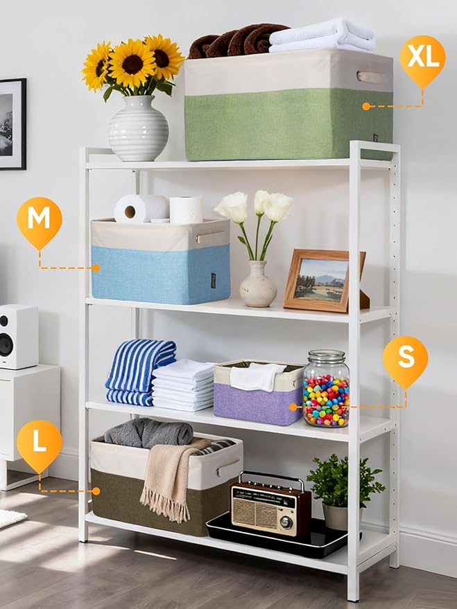 BALEINE 1 Pack Fabric Closet Storage Bins for Shelves, Linen Closet Organizers and Storage, Decorative Baskets for Organizing, Shelf, Clothes, Home, Office (Navy Blue, 12"x8"x8")